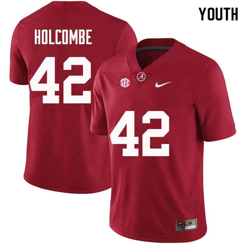 Youth #42 Keith Holcombe Alabama Crimson Tide College Football Jerseys Sale-Crimson